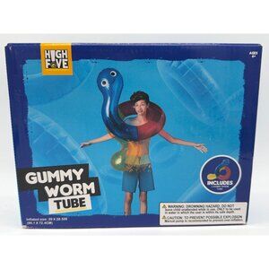 High Five Gummy Worm Pool Tube With Repair Patch - 39"x28.5" Inflatable Swim Rin
